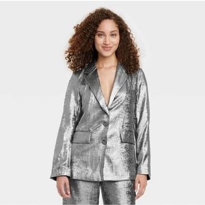 A New Day | Shimmer Metallic Silver Blazer